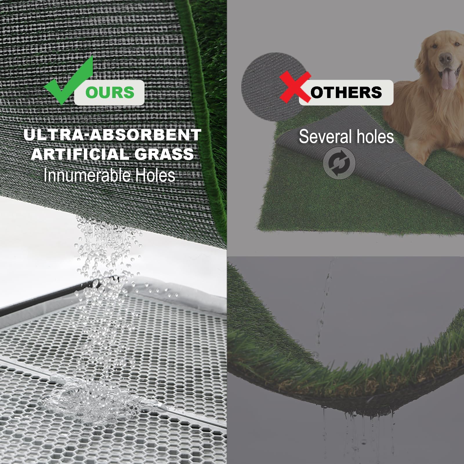 Hq4Us 4Legs Dog Grass Pad With Tray Large 34  23, Dog Potty With Ultra-Absorbent Artificial Grass For Dogs With Hemmed Edge, Pee